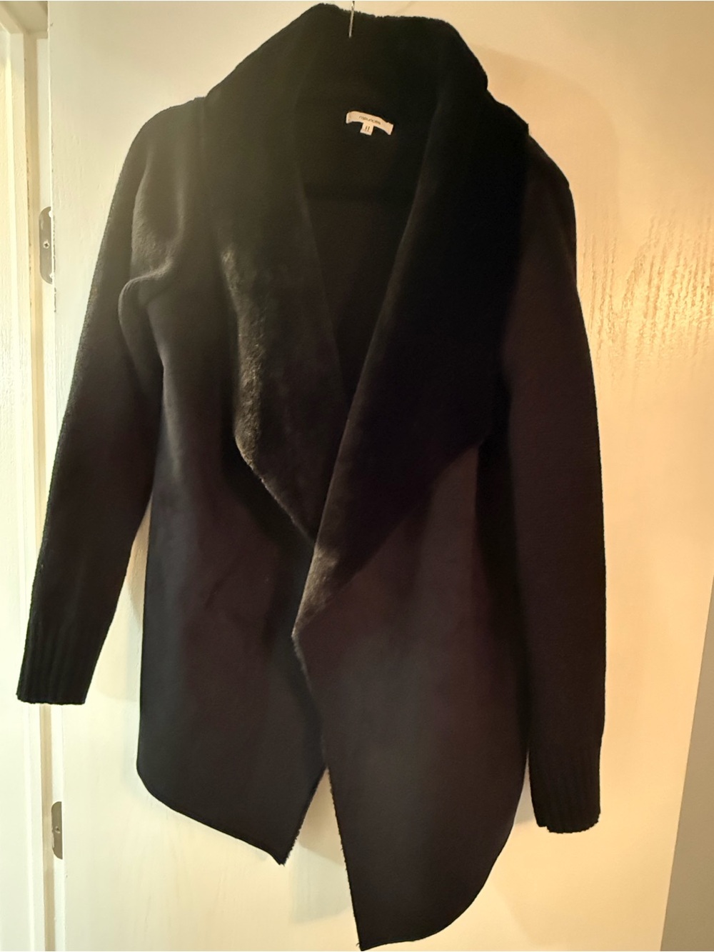 Maurices Black Open-Front Drape Collar Coatigan